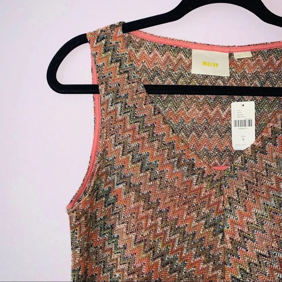 Maeve Anthropologie Westwater NWT Chevron Print Knit Knee Length Dress Small - Picture 3 of 12